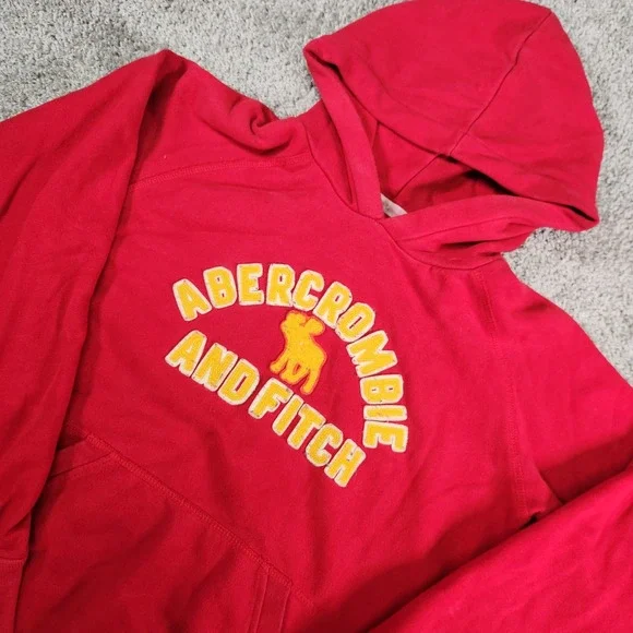 Abercrombie & Fitch Hoodie Womens‎ Large Red Authentic Vintage Sweatshirt Moose - Picture 2 of 13